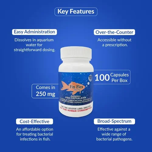 Fish Ceph 250mg Capsules for Aquarium Fish – 100 Count – Water Care Support