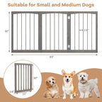 30 Inch Tall Wooden Pet Fence for Cats Small and Medium Dogs-Gray