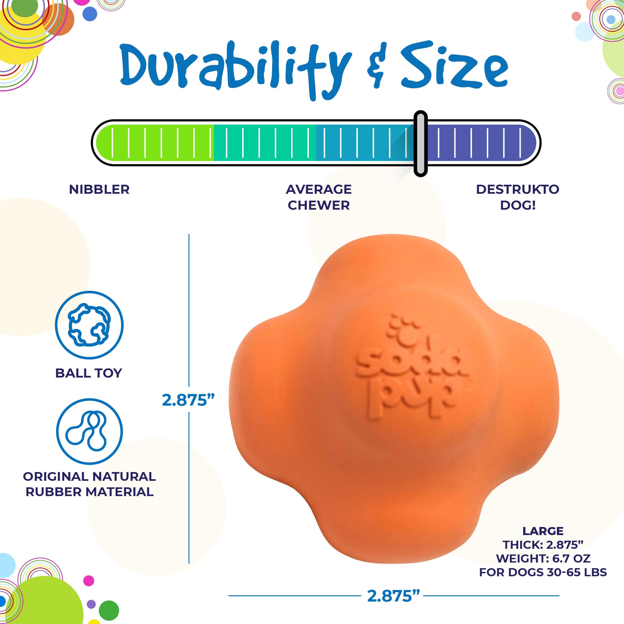 Crazy Bounce Rubber Dog Chew Toy for Power Chewers | Retrieving Ball | USA Made