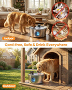 Wireless Dog Water Fountain Stainless Steel 3.4Gal Large Pet Fountain