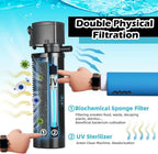 75-200 Gallon Aquarium UV Filter 300GPH Submersible Green Clean
