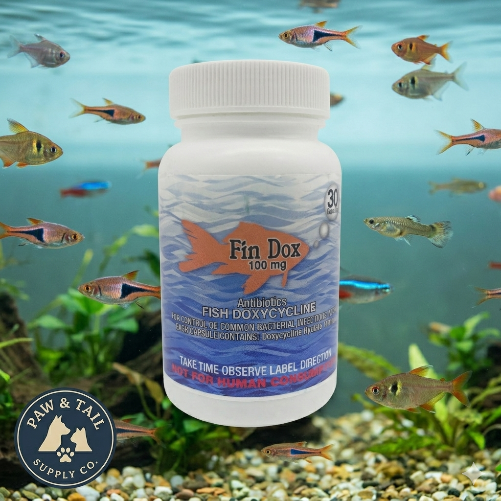 Fish Dox 100mg Capsules for Aquarium Fish – 30 Count – Water Care Support