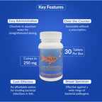 Fish Zole 250mg Tablet for Aquarium Fish – 30 Count – Water Care Support