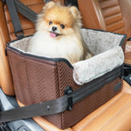 PETSFIT Small Dog Booster Car Seat with Safety Buckles & Tether, Foldable