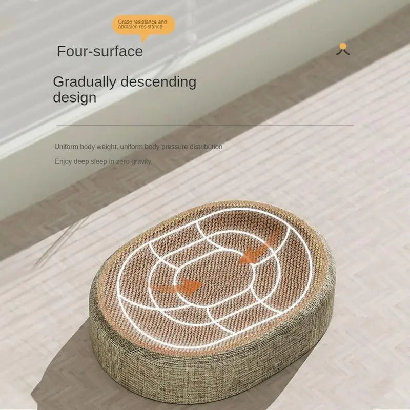 Aa 2in1 Cat Scratching Board Protect Furniture Grinding Claw Toys Oval Sisal weaving Wear-resistant Cat Nest Cat Accessories