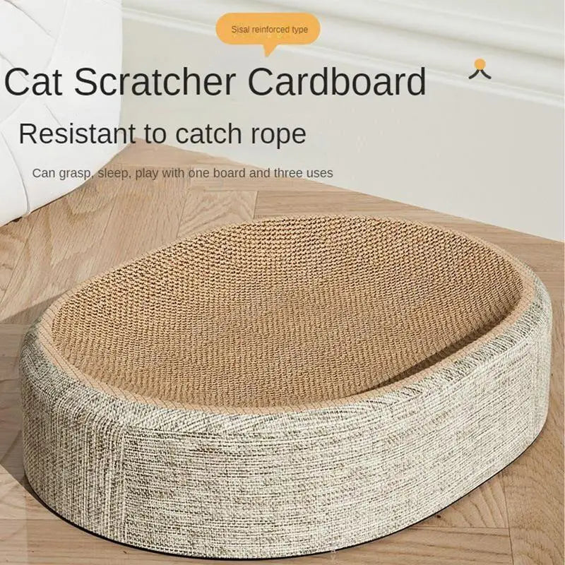 Aa 2in1 Cat Scratching Board Protect Furniture Grinding Claw Toys Oval Sisal weaving Wear-resistant Cat Nest Cat Accessories