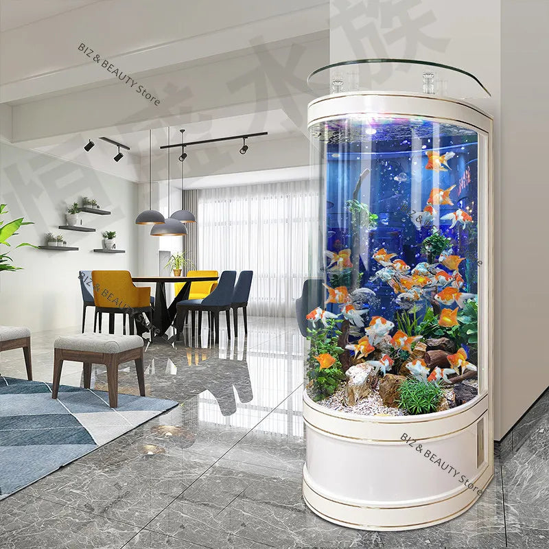 Acuario Semicircular Grande OAKCIA Autolimpieza | Pecera Moderna