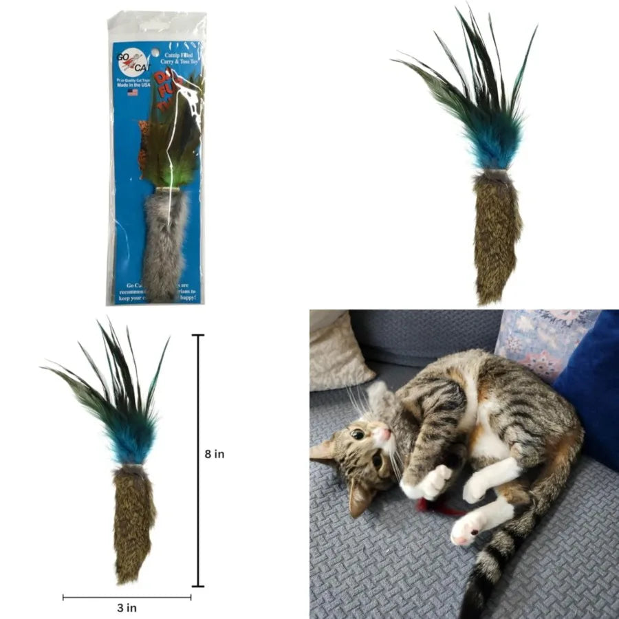 GoCat Da Fur Thing Cat Toy, Rabbit Fur and Feather Toy Stuffed with Catnip