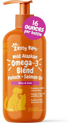 Zesty Paws Wild Alaskan Omega-3 Oil for Pets - 8.5 oz | Premium Skin & Coat Support