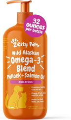 Zesty Paws Wild Alaskan Omega-3 Oil for Pets - 8.5 oz | Premium Skin & Coat Support