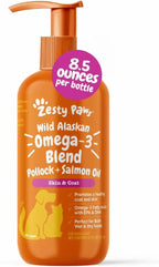 Zesty Paws Wild Alaskan Omega-3 Oil for Pets - 8.5 oz | Premium Skin & Coat Support
