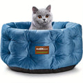 ClevaHome Deep Nest Cat Bed for Small Pets up to 15lbs - Round Cat Beds for Indoor Cats, Luxurious Velvet Feel, Extra High Sides, Machine Washable Comfort Pet Bed with Non-Slip Bottom