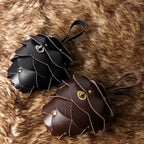 Acorn-Shaped Leather Petal Decor Pouch Bag