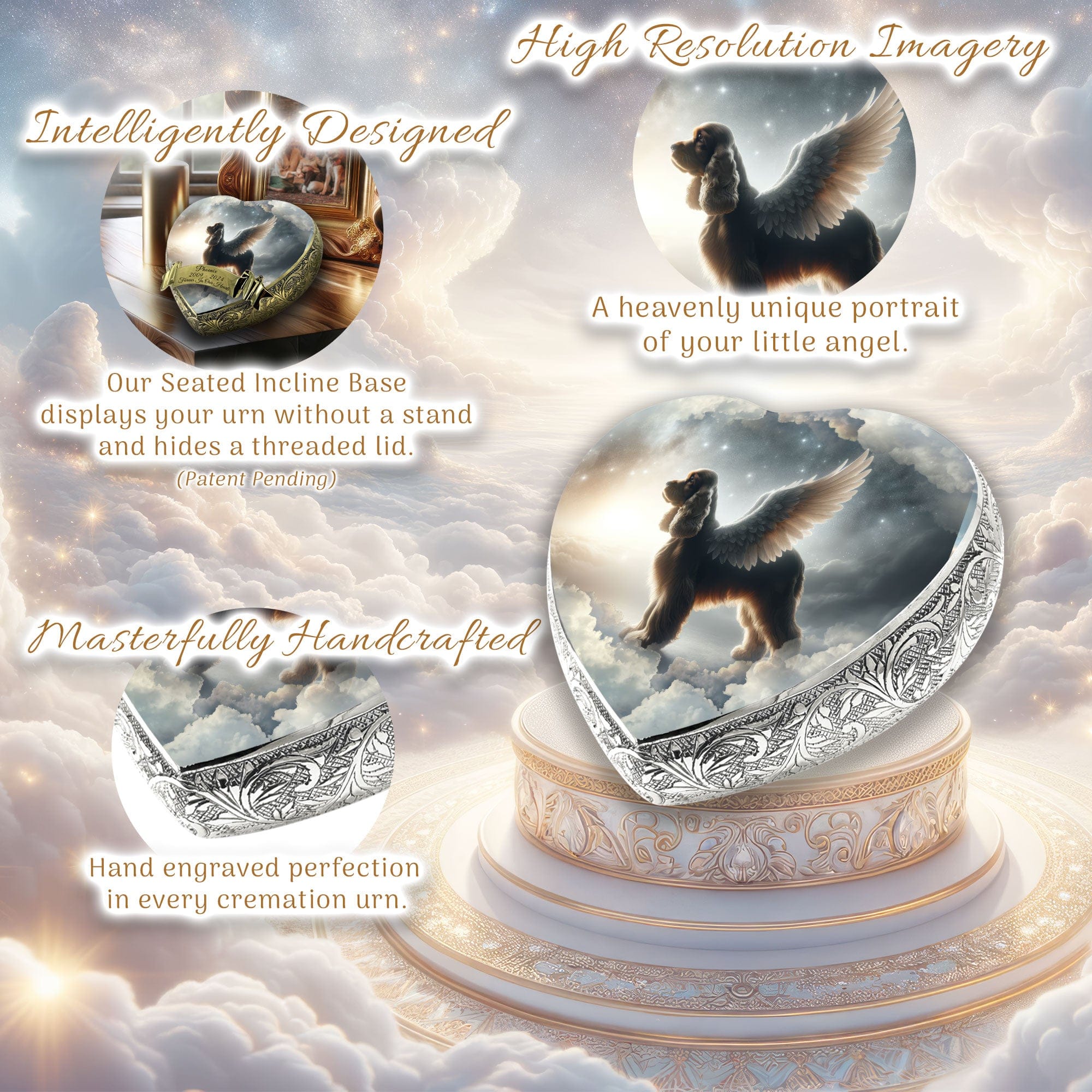 Cocker Spaniel Dog Urn - Twilight Haze Urn for Dog Ashes