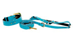 Aqua Blue Italian Leather/Swarovski Crystal Collar, Leash, Harness Set